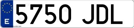 Ejemplo de matrícula española 5750 JDL
