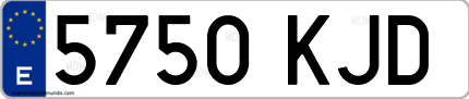 Ejemplo de matrícula de coche ordinaria 5750 KJD