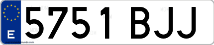 Ejemplo de matrícula de coche ordinaria 5751 BJJ