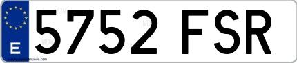 Ejemplo de matrícula española 5752 FSR
