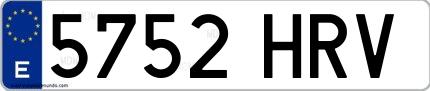 Ejemplo de matrícula española 5752 HRV