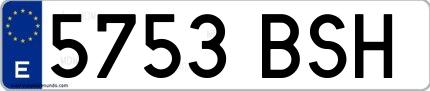 Ejemplo de matrícula española 5753 BSH