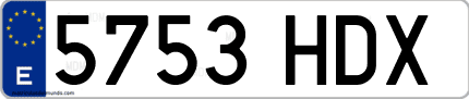 Ejemplo de matrícula de coche ordinaria 5753 HDX