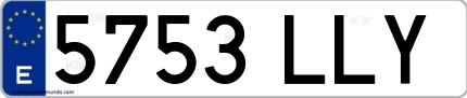 Ejemplo de matrícula española 5753 LLY