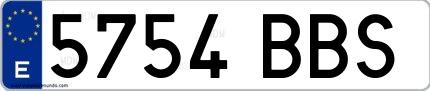 Ejemplo de matrícula española 5754 BBS