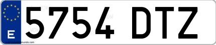 Ejemplo de matrícula española 5754 DTZ