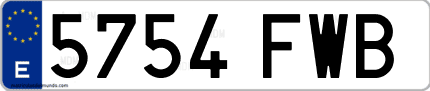 Ejemplo de matrícula de coche ordinaria 5754 FWB