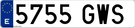 Ejemplo de matrícula de coche ordinaria 5755 GWS