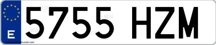 Ejemplo de matrícula española 5755 HZM