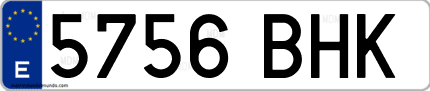 Ejemplo de matrícula de coche ordinaria 5756 BHK