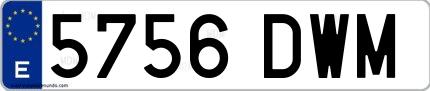 Ejemplo de matrícula española 5756 DWM