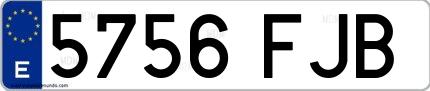 Ejemplo de matrícula española 5756 FJB