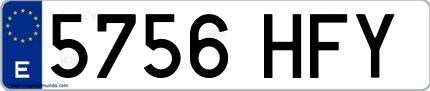 Ejemplo de matrícula española 5756 HFY