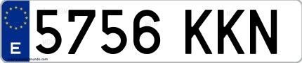Ejemplo de matrícula española 5756 KKN