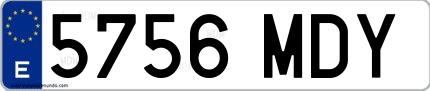 Ejemplo de matrícula española 5756 MDY