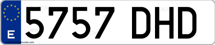 Ejemplo de matrícula de coche ordinaria 5757 DHD