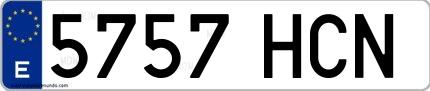 Ejemplo de matrícula española 5757 HCN