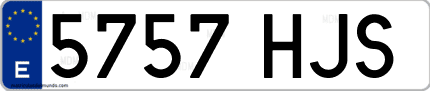 Ejemplo de matrícula de coche ordinaria 5757 HJS