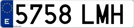 Ejemplo de matrícula española 5758 LMH