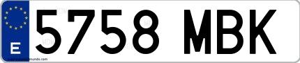 Ejemplo de matrícula española 5758 MBK