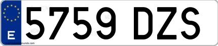 Ejemplo de matrícula española 5759 DZS
