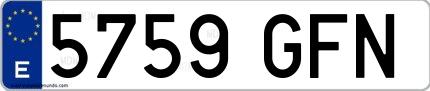 Ejemplo de matrícula española 5759 GFN