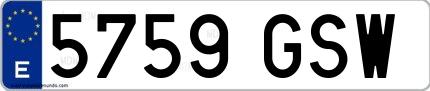 Ejemplo de matrícula española 5759 GSW