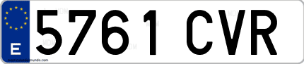 Ejemplo de matrícula de coche ordinaria 5761 CVR