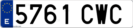 Ejemplo de matrícula de coche ordinaria 5761 CWC