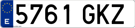 Ejemplo de matrícula de coche ordinaria 5761 GKZ