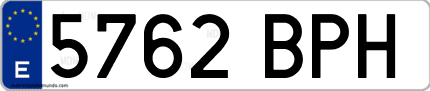 Ejemplo de matrícula de coche ordinaria 5762 BPH