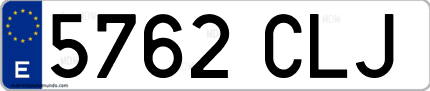 Ejemplo de matrícula de coche ordinaria 5762 CLJ