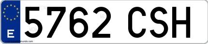 Ejemplo de matrícula española 5762 CSH