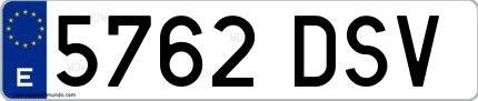 Ejemplo de matrícula española 5762 DSV
