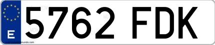Ejemplo de matrícula española 5762 FDK