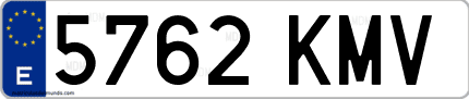 Ejemplo de matrícula de coche ordinaria 5762 KMV