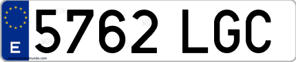 Ejemplo de matrícula de coche ordinaria 5762 LGC