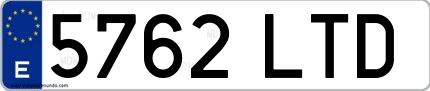 Ejemplo de matrícula española 5762 LTD