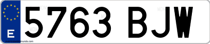 Ejemplo de matrícula de coche ordinaria 5763 BJW