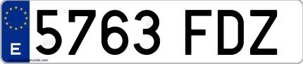 Ejemplo de matrícula española 5763 FDZ
