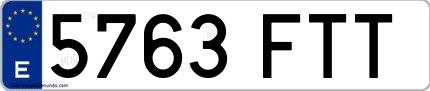 Ejemplo de matrícula española 5763 FTT