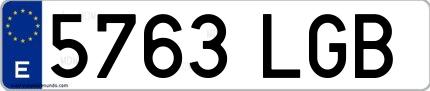 Ejemplo de matrícula española 5763 LGB