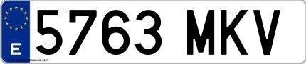 Ejemplo de matrícula española 5763 MKV