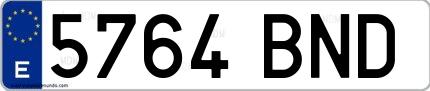 Ejemplo de matrícula española 5764 BND