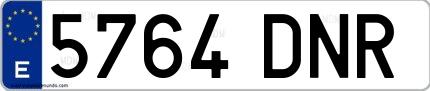 Ejemplo de matrícula española 5764 DNR