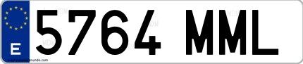Ejemplo de matrícula española 5764 MML