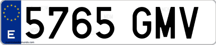Ejemplo de matrícula de coche ordinaria 5765 GMV