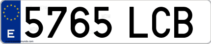 Ejemplo de matrícula de coche ordinaria 5765 LCB
