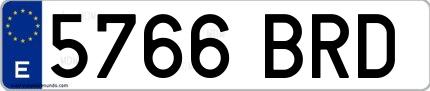 Ejemplo de matrícula española 5766 BRD