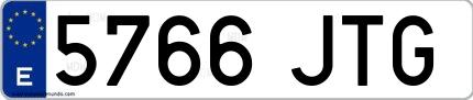 Ejemplo de matrícula española 5766 JTG